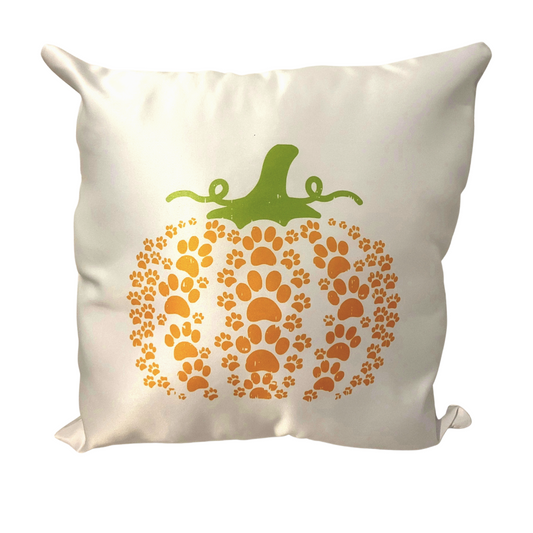 Halloween Pumpkin Paw Throw Pillow
