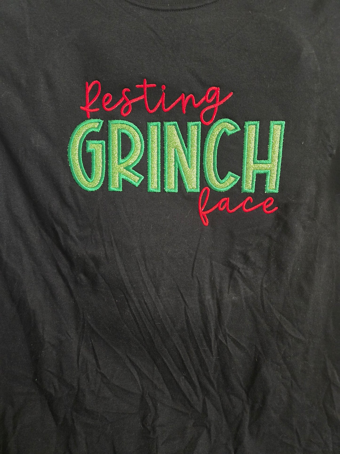 Resting Grinch Face Christmas Shirt & Side Bow