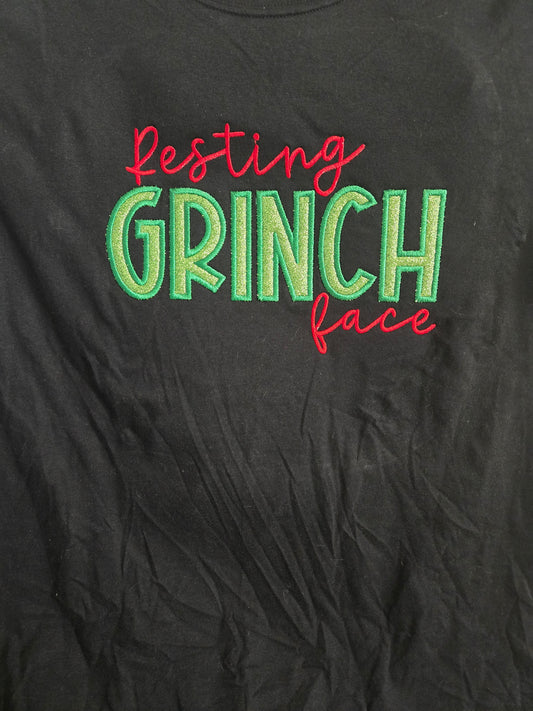 Resting Grinch Face Christmas Shirt & Side Bow