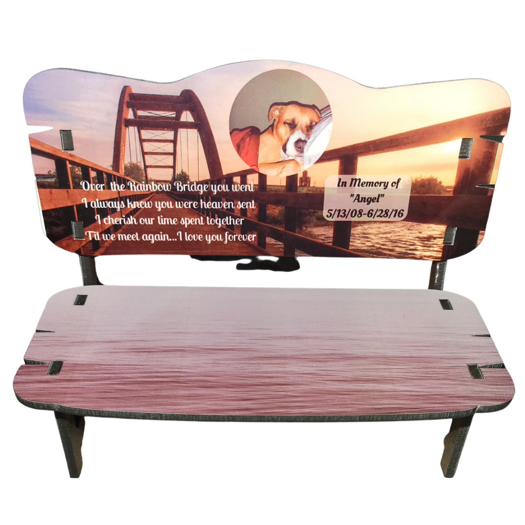 Custom 6 inch In Memory Rainbow Bridge Bench